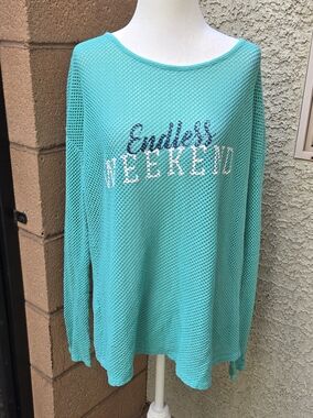 MGM Resorts Spirit Jersey Mesh 'Endless Weekend' Tunic Top - Teal